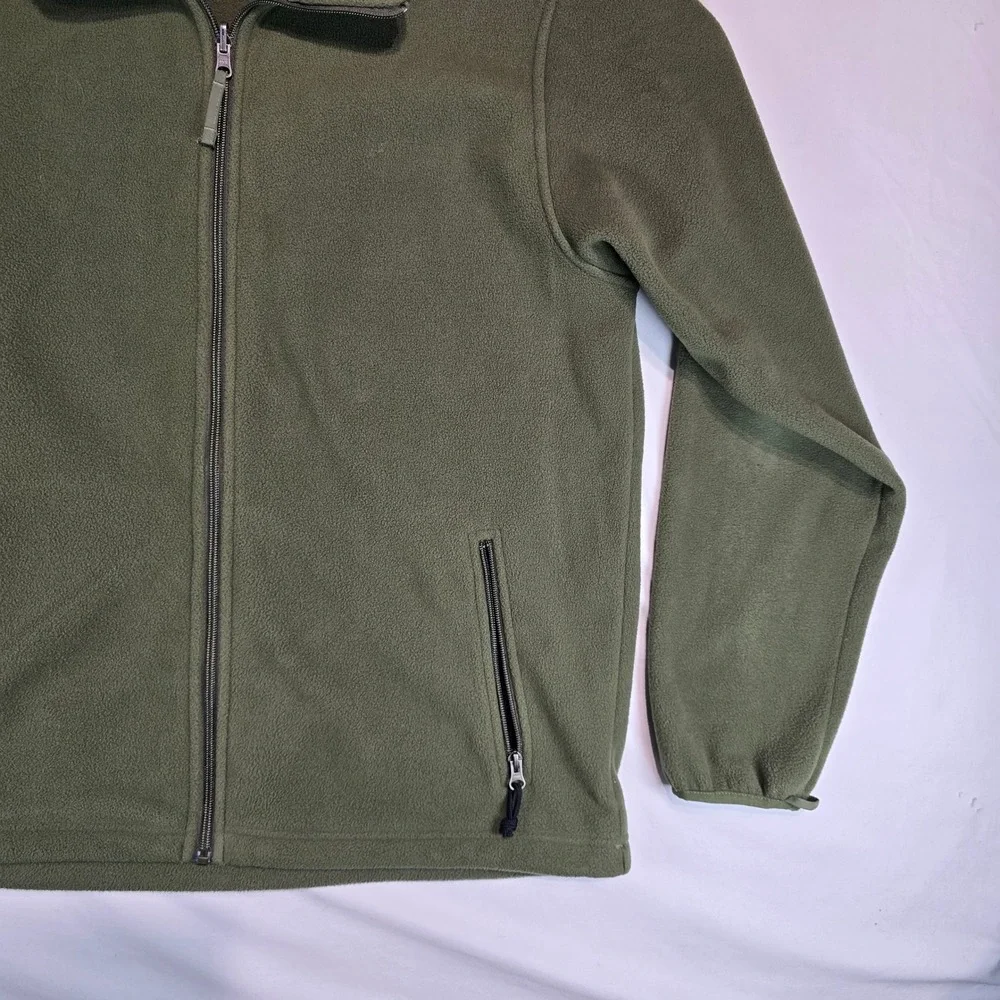 LL Bean Mens Fleece Jacket Full Zip Olive Green Medium‎ Tall 0WV94